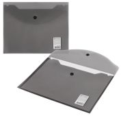 Папка-конверт с кнопкой МАЛОГО ФОРМАТА (240х190 мм), А5, тонированная черная, 0,18 мм, BRAUBERG