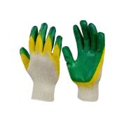 Перчатки рабочие ХБ двойная обливка зеленые (100пар) ЛТ в инд. уп.