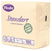 Салфетка Бум. 24*24 Plushe Standart, Микротис, 1сл, 100л., белая/паст, 20 в уп. (Абрикос паст)