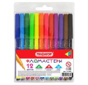 Фломастеры ПИФАГОР, 12 цветов, вентилируемый колпачок АРТ.151090