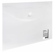 Папка-конверт с кнопкой МАЛОГО ФОРМАТА (240х190 мм), А5, матовая, прозрачная, 0,15 мм, STAFF