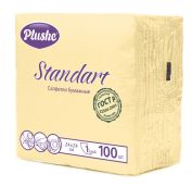 Салфетка Бум. 24*24 Plushe Standart, Микротис, 1сл, 100л., белая/паст, 20 в уп. (Желт паст)