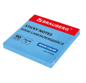 Блок самоклеящийся (стикеры) BRAUBERG ПАСТЕЛЬНЫЙ 76х76 мм, 100 листов, голубой, 122695