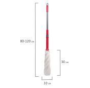 Швабра самоотжимная, скручивающийся отжим, МОП из микрофибры 603601, черенок 80-120см, LAIMA, 603600
