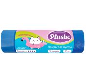 Пакет мусорный  с завязками 60лит Plushe 10шт, 15мкм, стандарт (60*70) Синие АРТ.19043