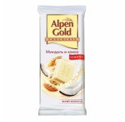 Шоколад АЛЬПЕН ГОЛЬД 85г 1/21 БЕЛЫЙ ШОКОЛАД МИНДАЛЬ И КОКОС