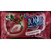 Влажные салфетки (15шт) 100% ЧИСТОТЫ - Клубника