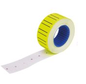 Этикет-лента 21х12 мм прямоугольная, желтая, с черной полосой, КОМПЛЕКТ 5 рулонов по 600 штук, BRAUB