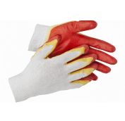 Перчатки рабочие ХБ двойная обливка красные (300пар) ЛТ в инд. уп.