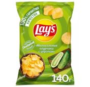 140гр.Чипсы ЛЕЙС  Маслосольные огурчики с укропом 1/19